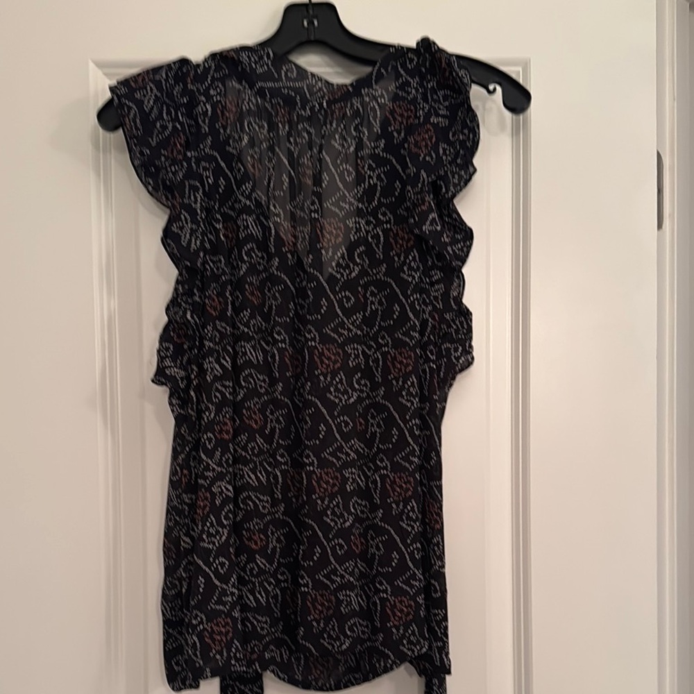 Ulla Johnson Black and White Ruffled Blouse